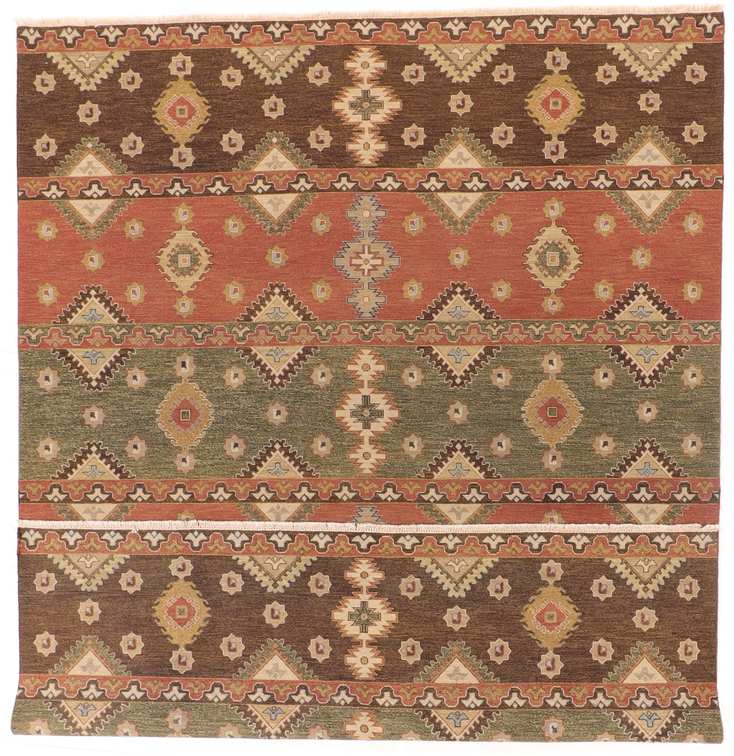 W 9 L 12 Serapie Reversible 100% Wool Hand-Woven All-Over Design - 62601