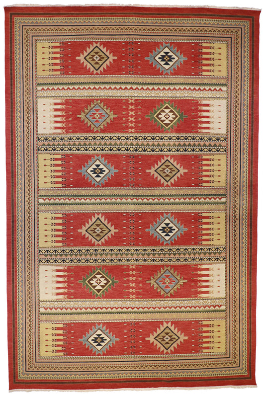 W 9.10 L 13.10 Heriz 100% Wool Hand-Woven All-Over Design - 62606