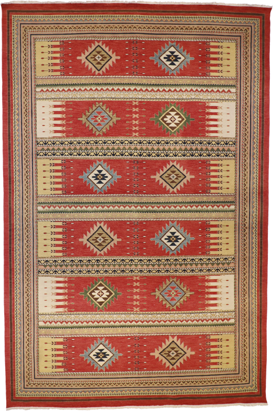 W 11.10 L 17.10 Heriz 100% Wool Hand-Woven Geometric Design - 62612