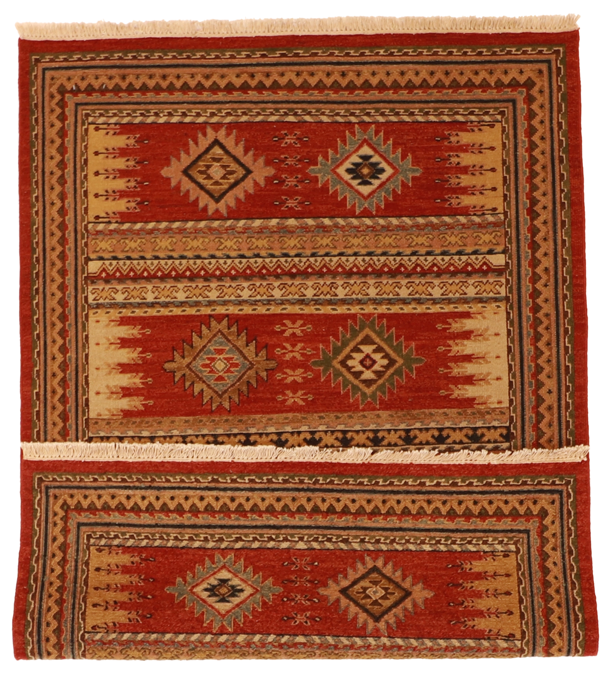 W 4 L 6 Heriz Sumak 100% Wool Hand-Woven Geometric Design - 62629