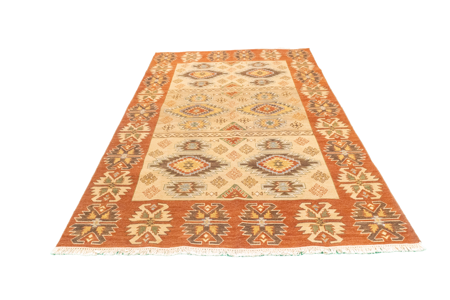 W 4.10 - L 6.11 - Soumak Fine/Wool All Over Rectangle - Finest Hand-Made Quality Wool - 62632