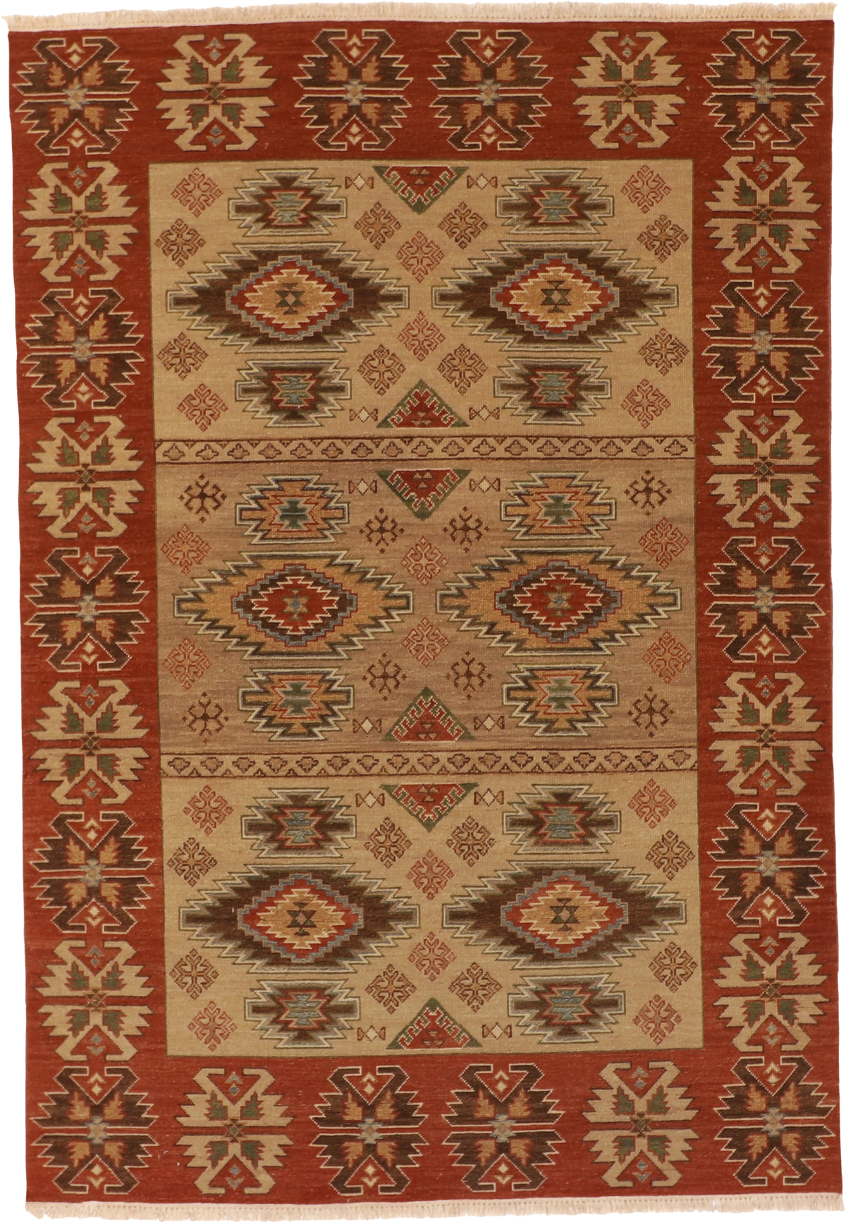W 4.10 L 6.11 Soumak 100% Wool Hand-Woven All-Over Design - 62632