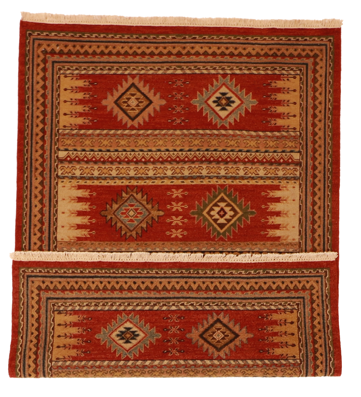 W 4 L 6 Heriz Sumak 100% Wool Hand-Woven Geometric Design - 62634