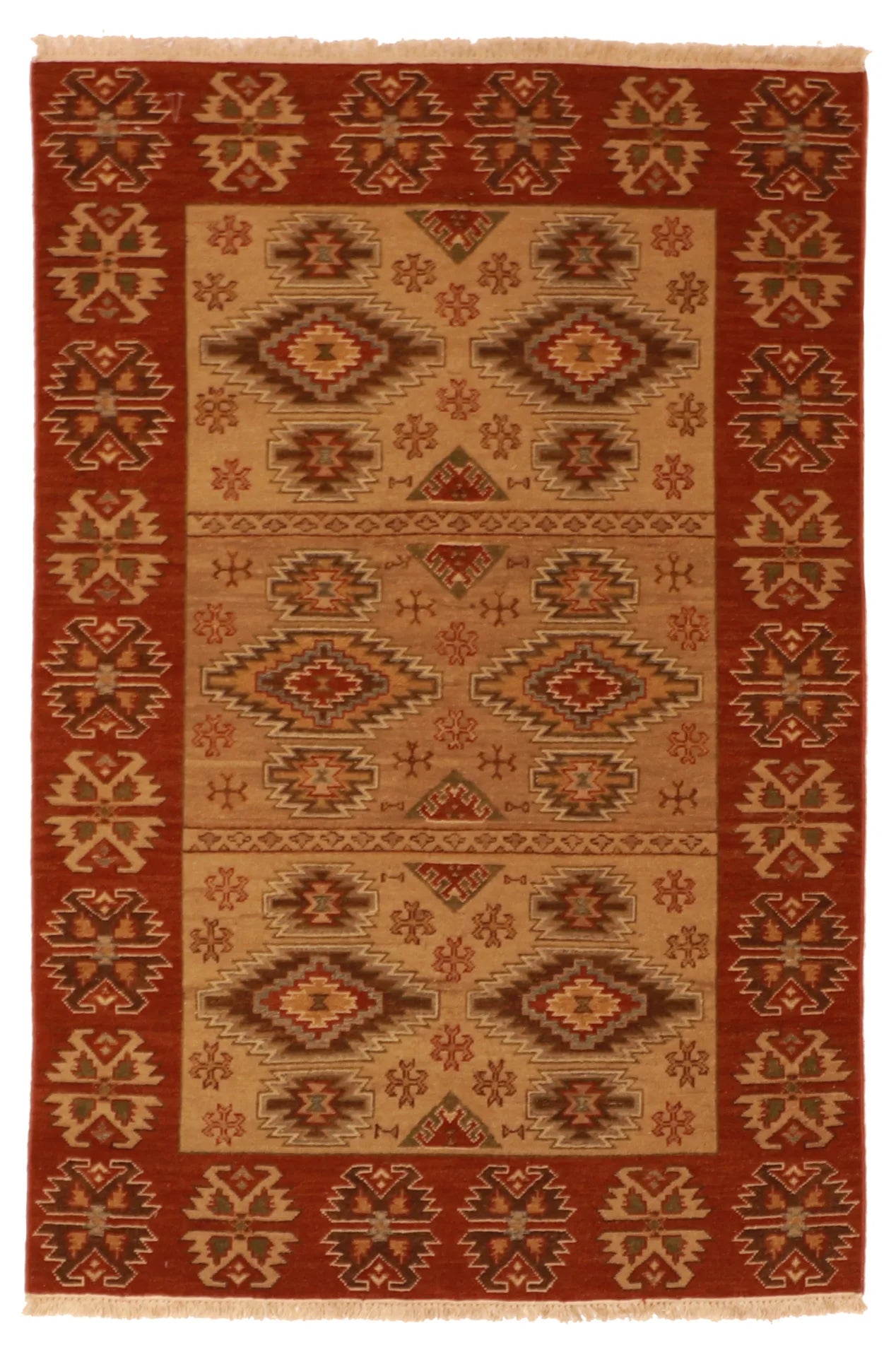 4 x 6 - Serapie Fine/Wool All Over Rectangle - Finest Hand-Knotted Quality Wool — 62636