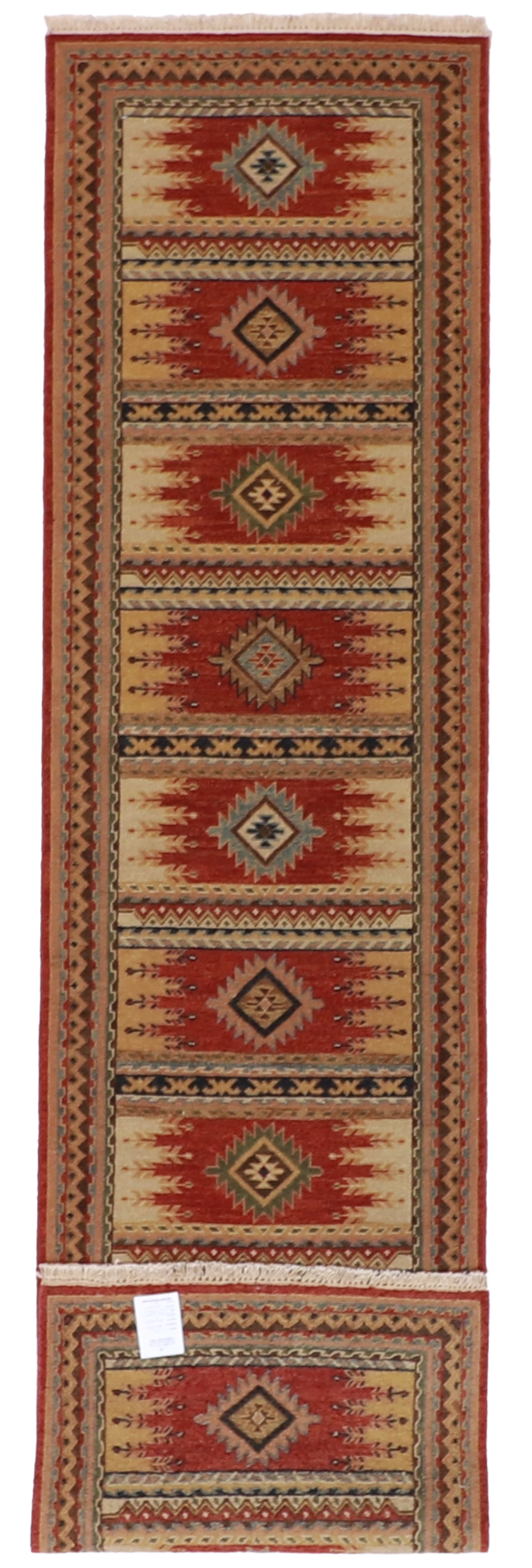 W 2.6  L 9.11 Heriz Runner 100% Wool Hand-Woven Geometric Design - 62647