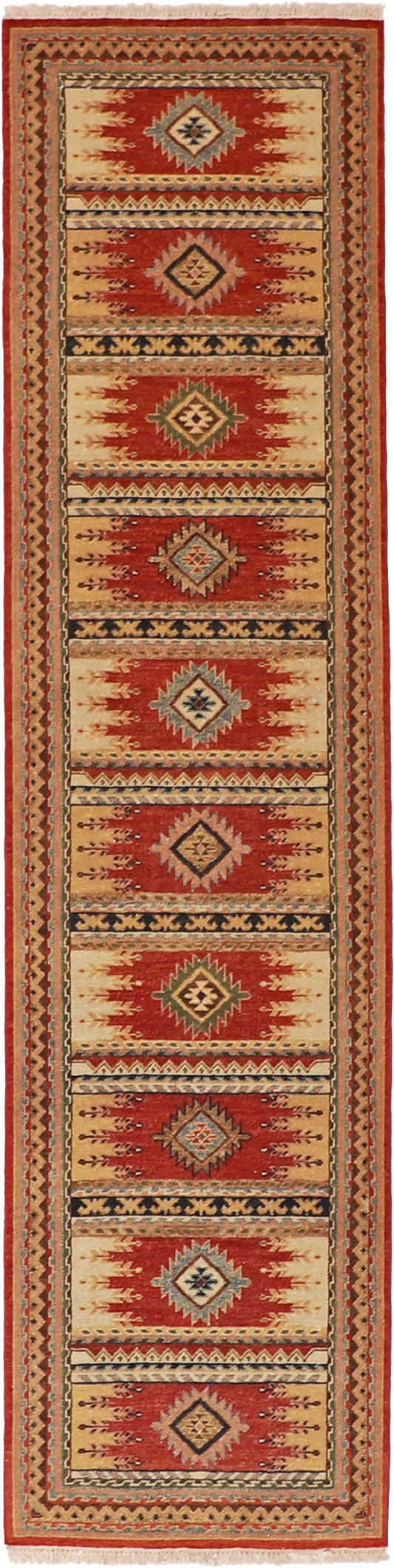 W 2.6  L 9.11 Heriz Runner 100% Wool Hand-Woven Geometric Design - 62647