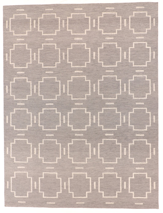 W 9 L 12 Modern 100% Wool Hand-Woven All-Over Design - 62655