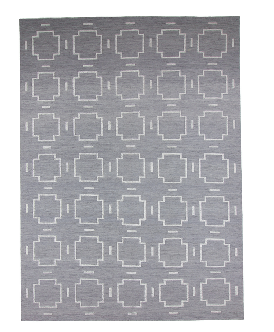 W 10 L 14 Modern 100% Wool Hand-Woven Allover Design - 62672