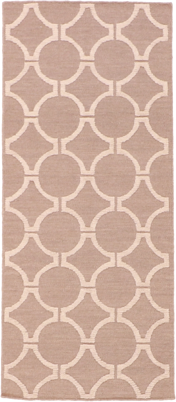 W 2.6 L 6.2 Modern Runner 100% Wool Hand-Woven Geometric Design - 62701
