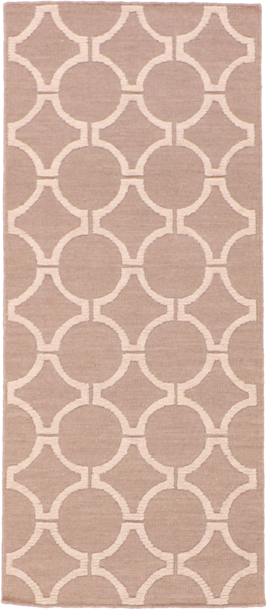 W 2.6 L 6.2 Modern Runner 100% Wool Hand-Woven Geometric Design - 62701