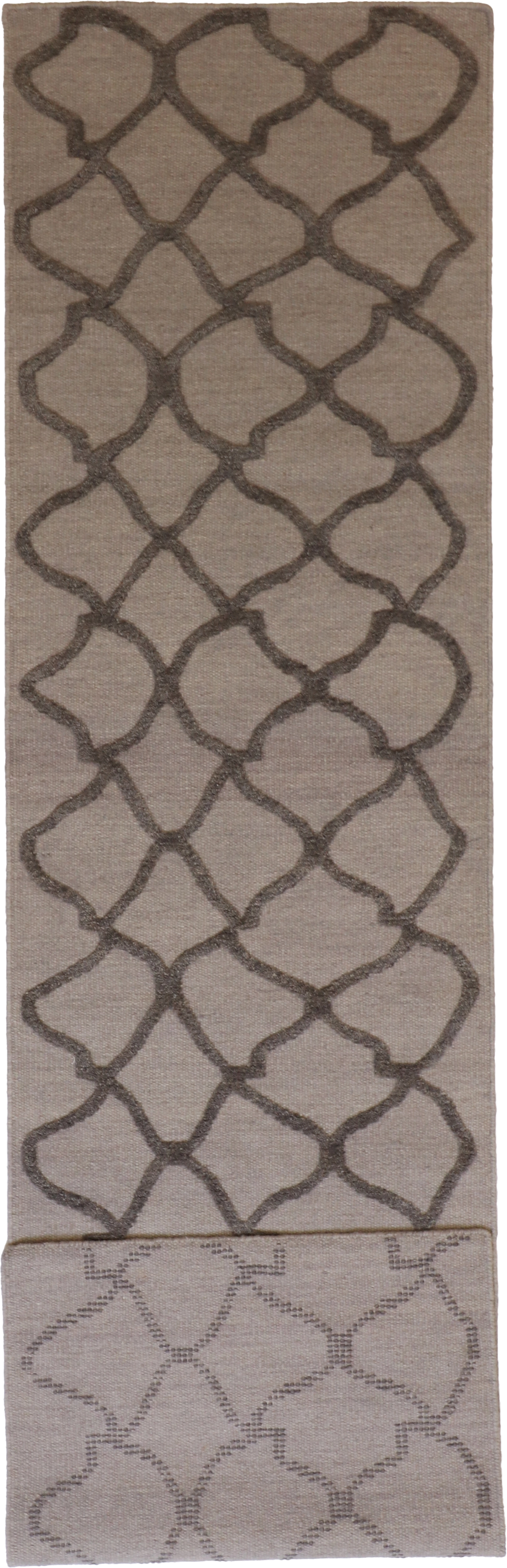 W 2.6 L 10 Modern Runner 100% Wool Hand-Woven All-Over Design - 62717