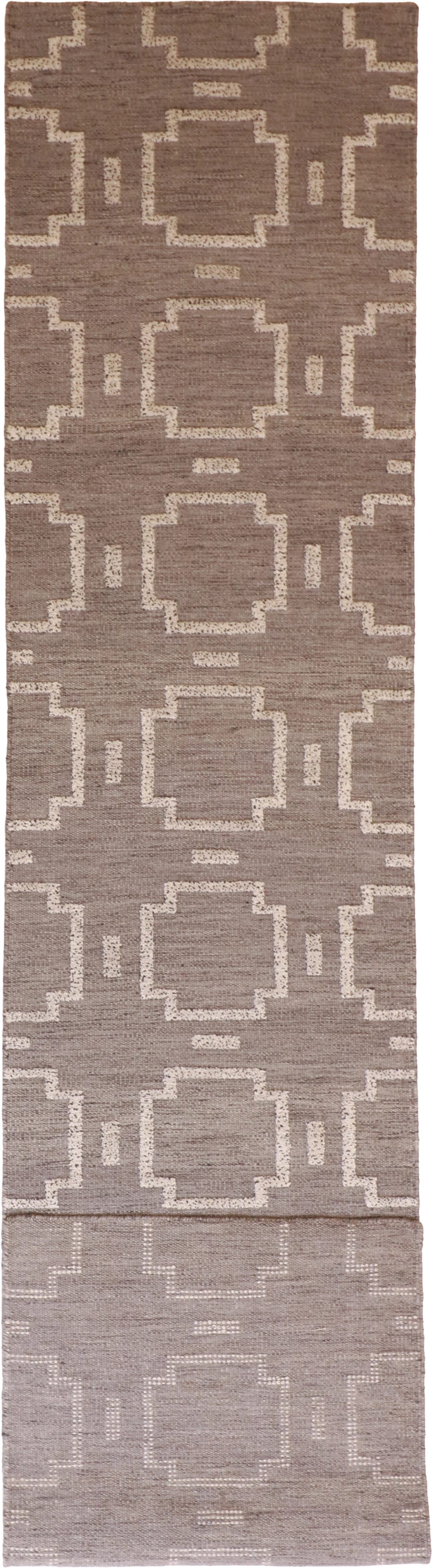 W 2.6 L 12 Modern Runner 100% Wool Hand-Woven All-Over Design - 62722