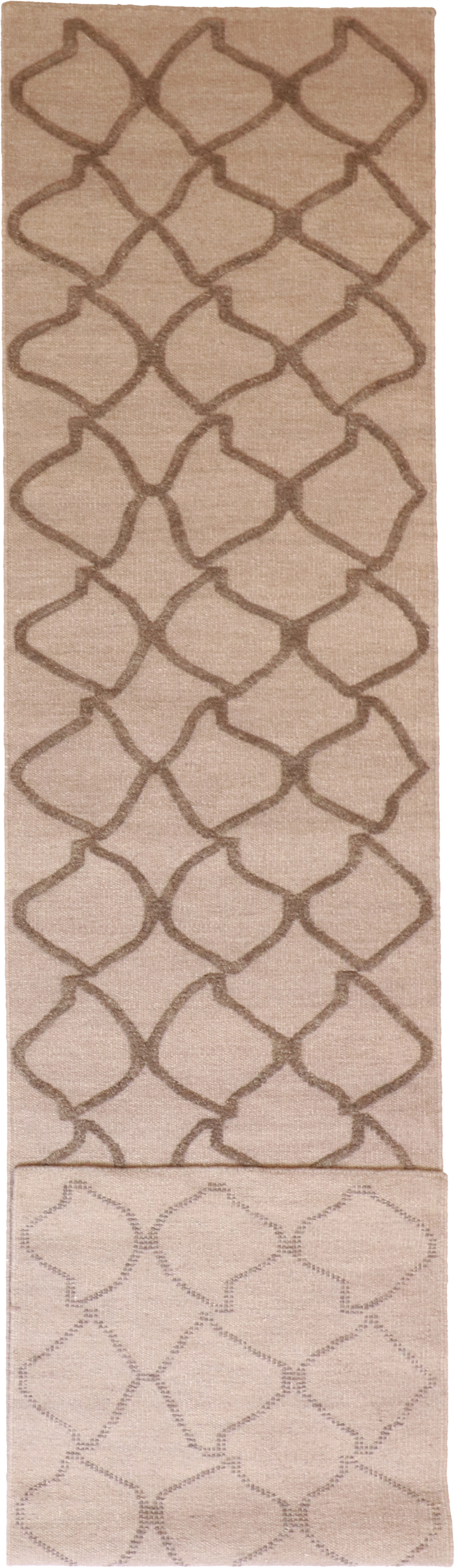 W 2.6 L 12 Modern Runner 100% Wool Hand-Woven All-Over Design - 62724