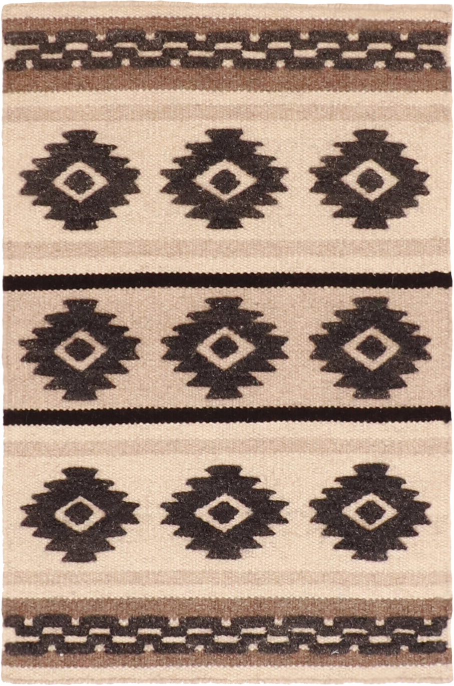 W 2 L 3 Mountain Modern 100% Wool Hand-Woven Geometric Design - 62727
