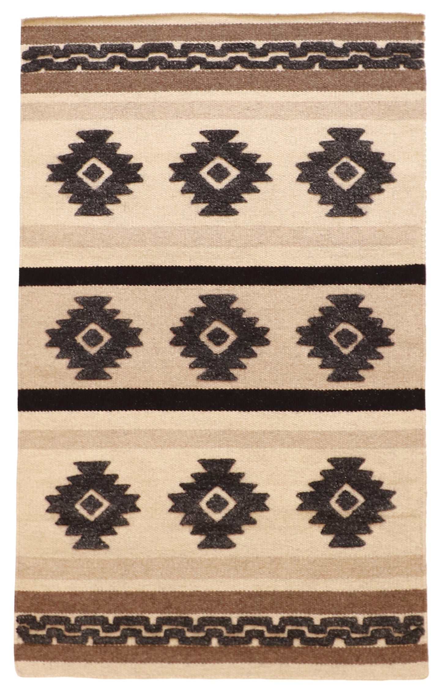 W 3 L 5 Mountain Modern 100% Wool Hand-Woven Geometric Design - 62729