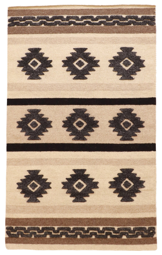 W 3 L 5 Mountain Modern 100% Wool Hand-Woven Geometric Design - 62729