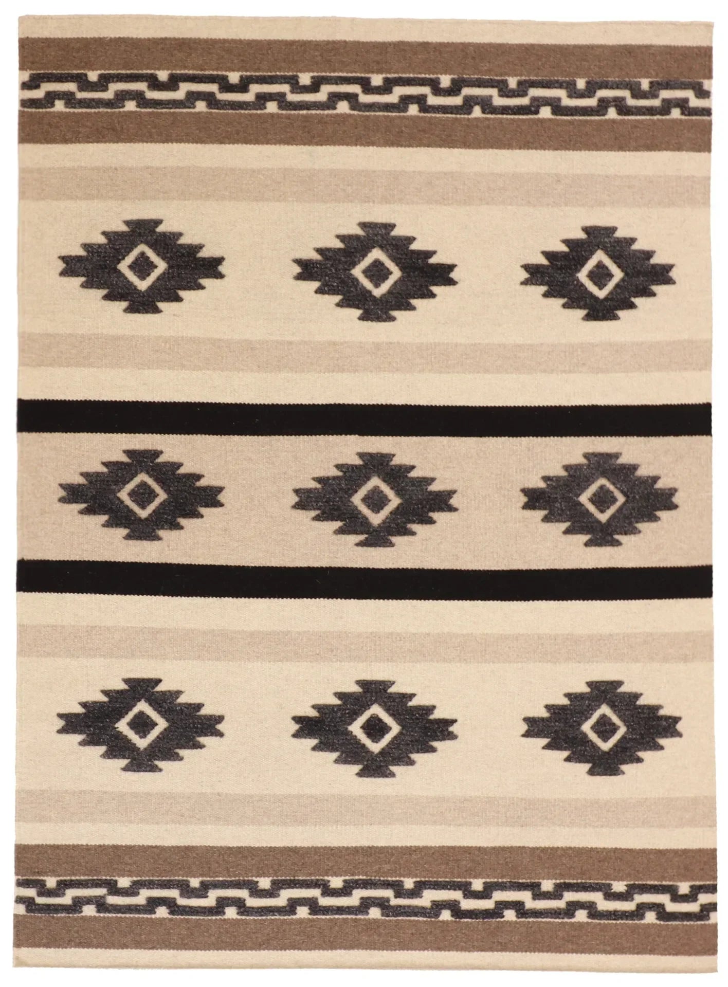 W 5 L 7 Mountain Modern 100% Wool Hand-Woven All-Over Design - 62739