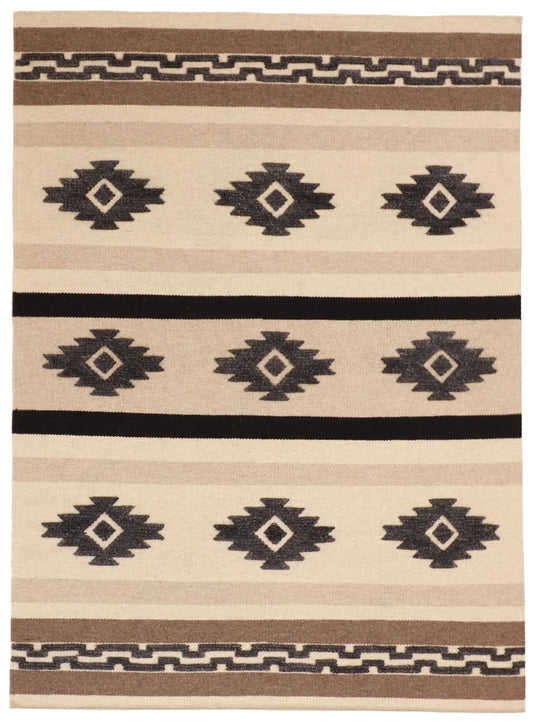 W 5 L 7 Mountain Modern 100% Wool Hand-Woven All-Over Design - 62739