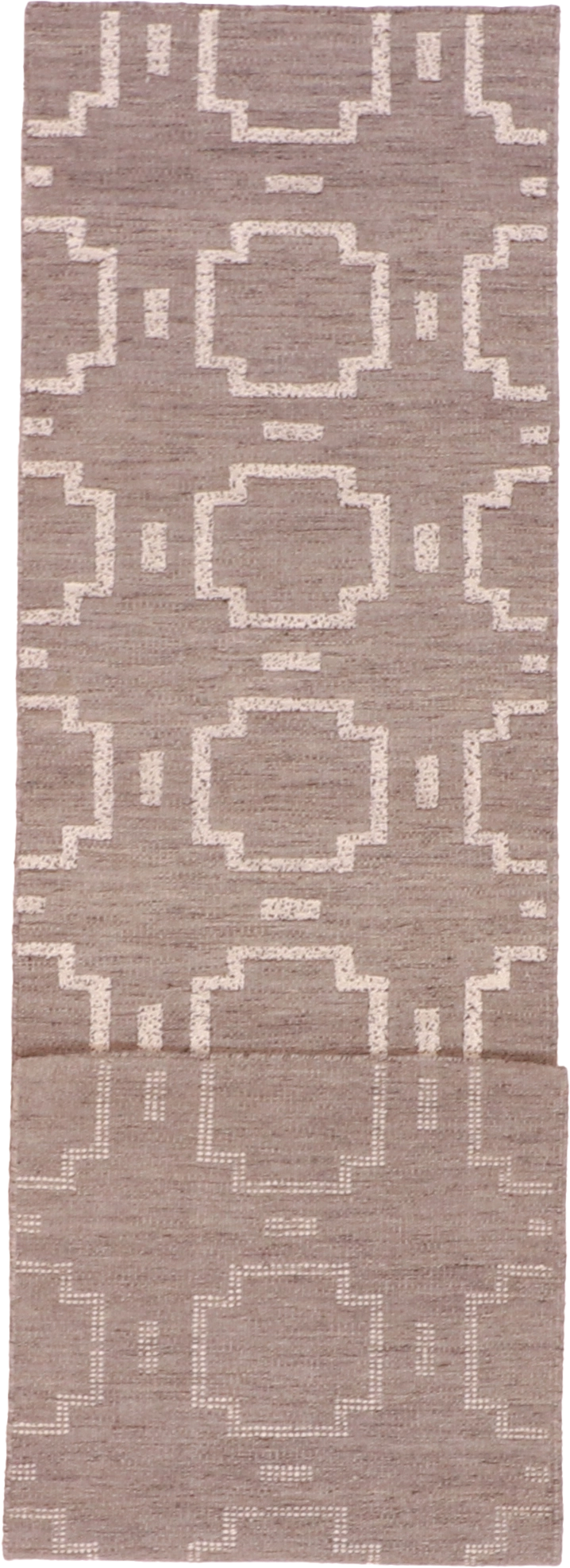 W 2.6 L 10 Modern Runner 100% Wool Hand-Woven All-Over Design - 62743