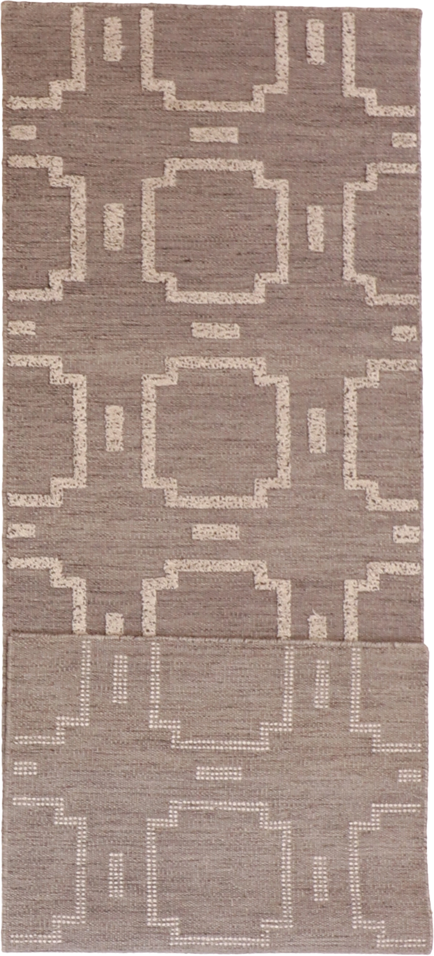 W 2.6 L 8 Modern Runner 100% Wool Hand-Woven All-Over Design - 62756