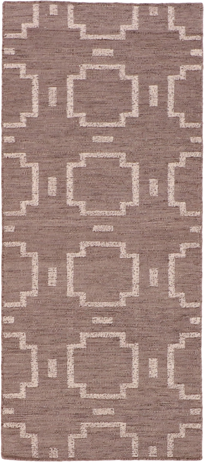 W 2.6 L 8 Modern Runner 100% Wool Hand-Woven All-Over Design - 62756