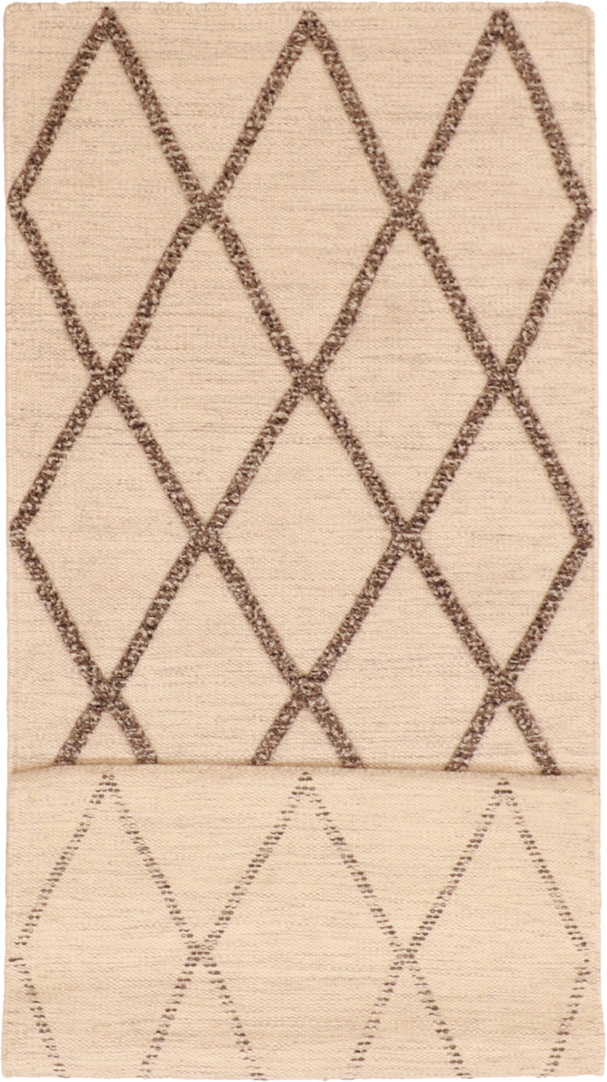 W 2.6  L 6 Modern Runner 100% Wool Hand-Woven All-Over Design - 62764