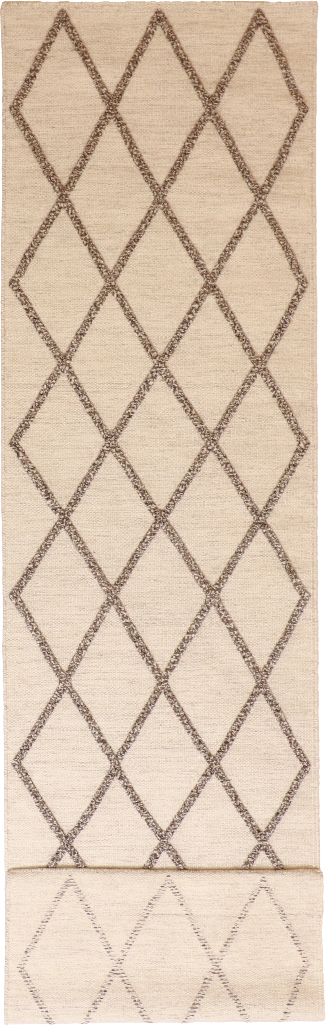 W 2.6 L 10 Modern Runner 100% Wool Hand-Woven All-Over Design - 62769