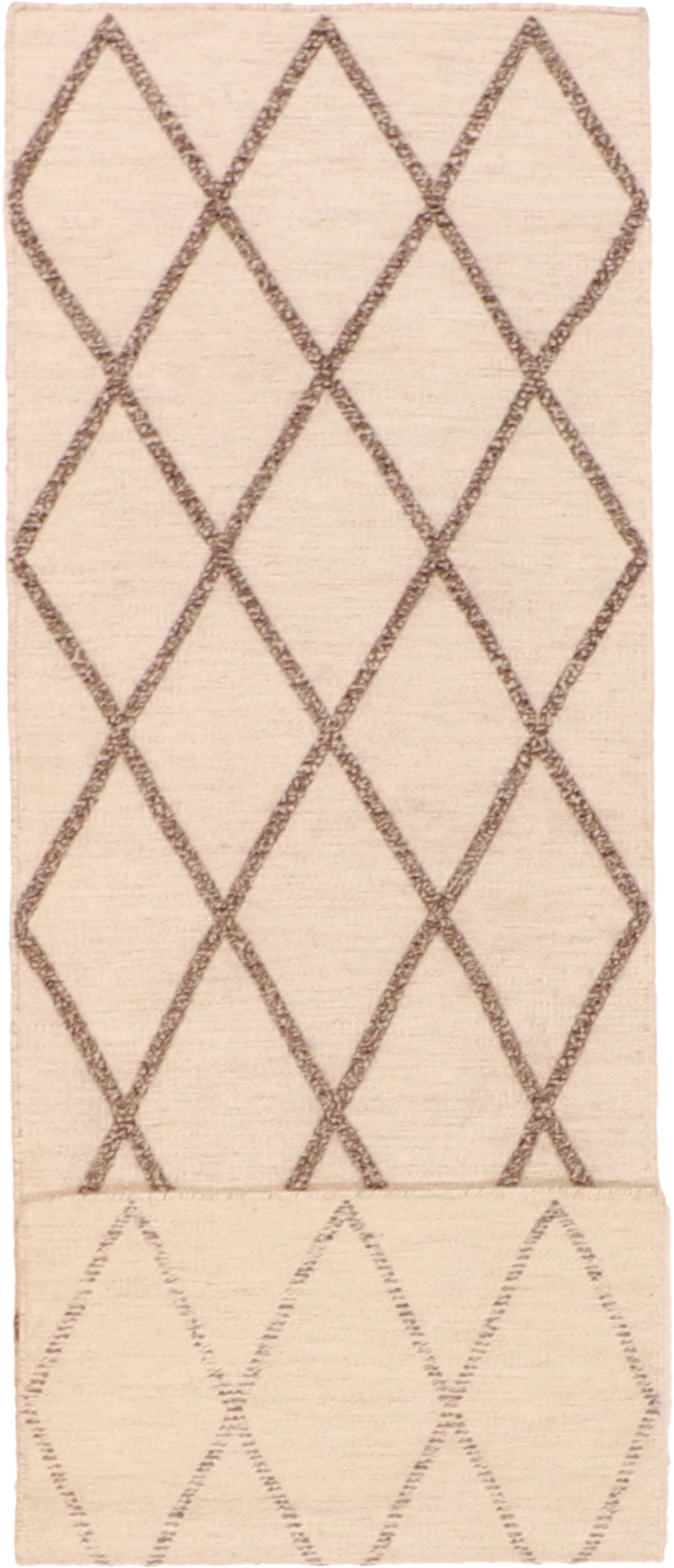 W 2.6 L 8 Modern Runner 100% Wool Hand-Woven All-Over Design - 62772