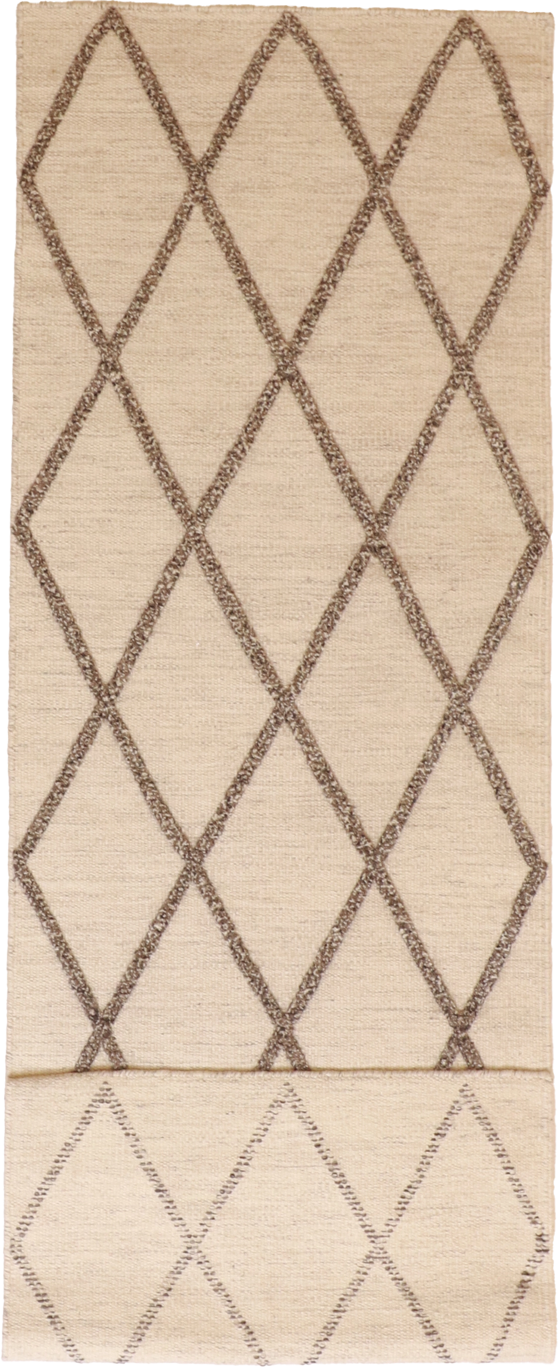 W 2.6 L 8 Modern Runner 100% Wool Hand-Woven All-Over Design - 62773
