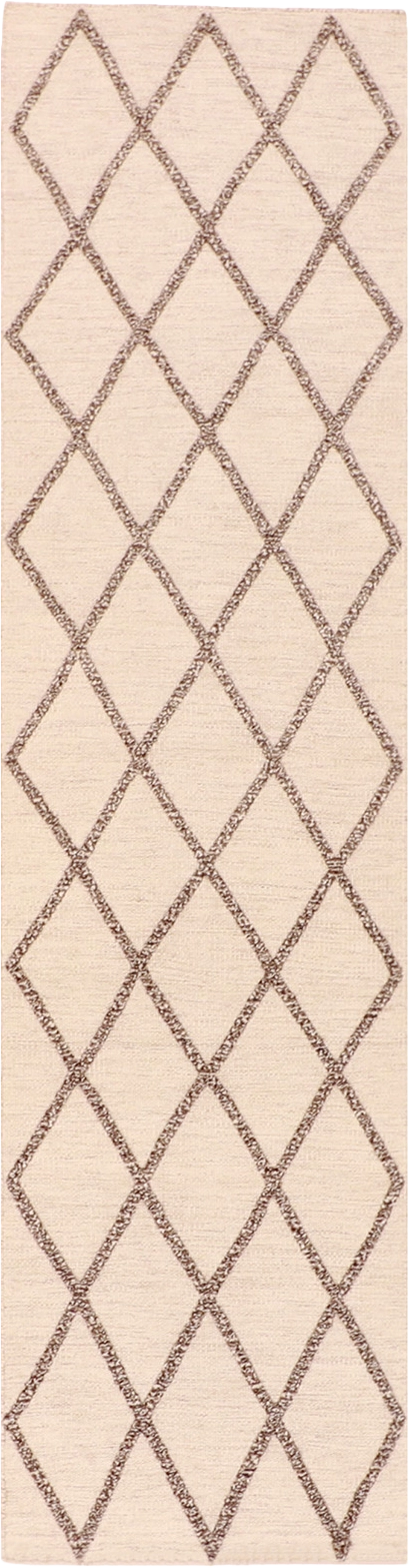 W 2.6 L 8 Modern Runner 100% Wool Hand-Woven All-Over Design - 62773