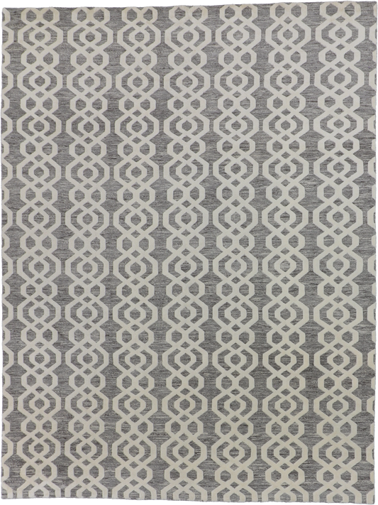 W 9 L 12 Morroccan 100% Wool Hand-Woven All-Over Design - 62784