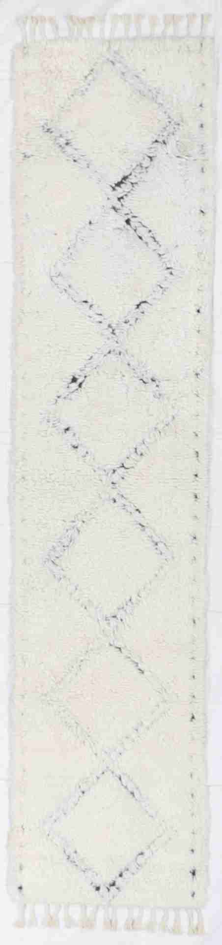 W 2.8L 12 Moroccan Runner 100% Wool Handmade Geometric Design - 62809