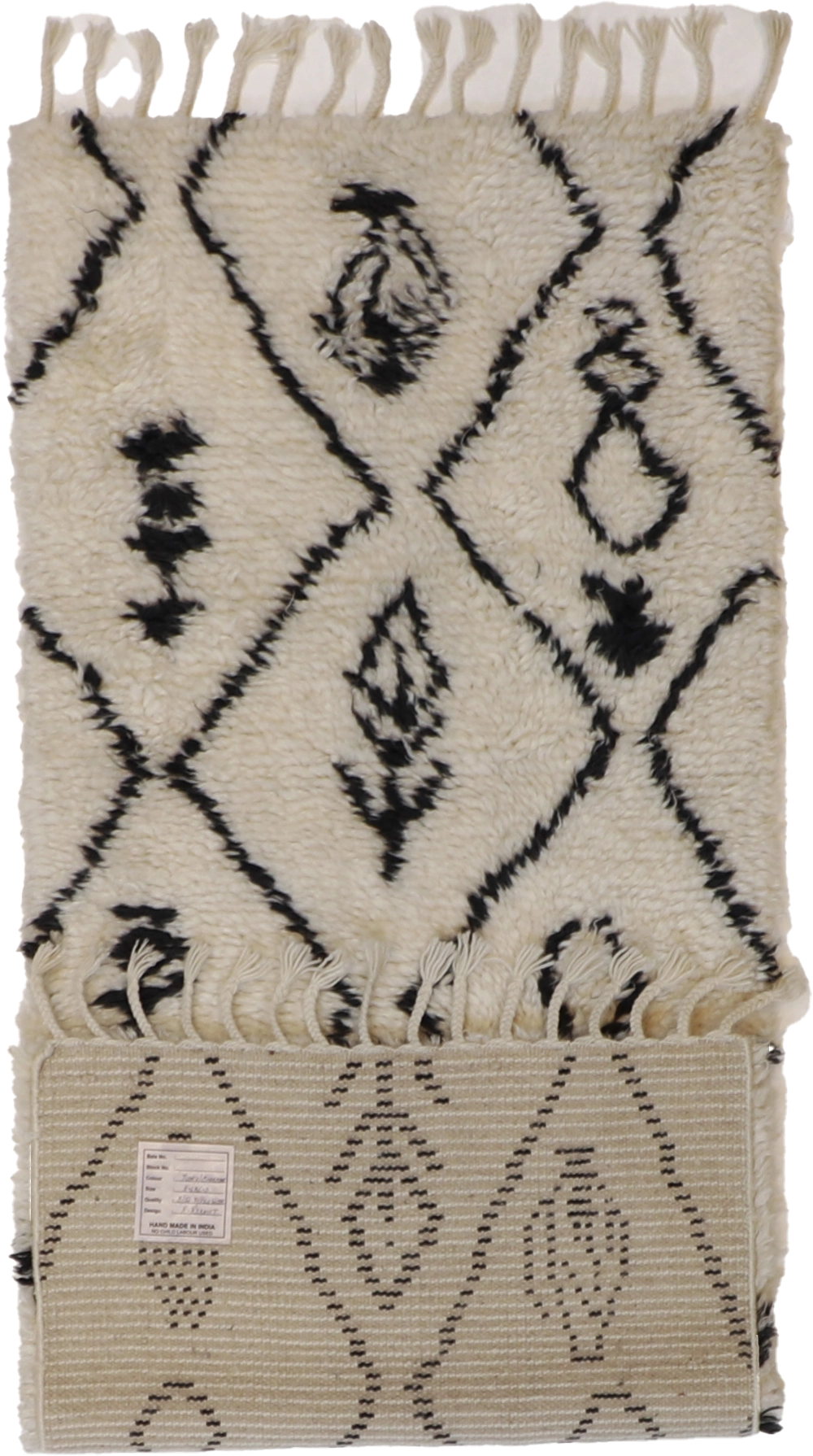 W 2.6 L 5.11 Moroccan Runner 100% Wool Hand-Woven All-Over Design - 62814