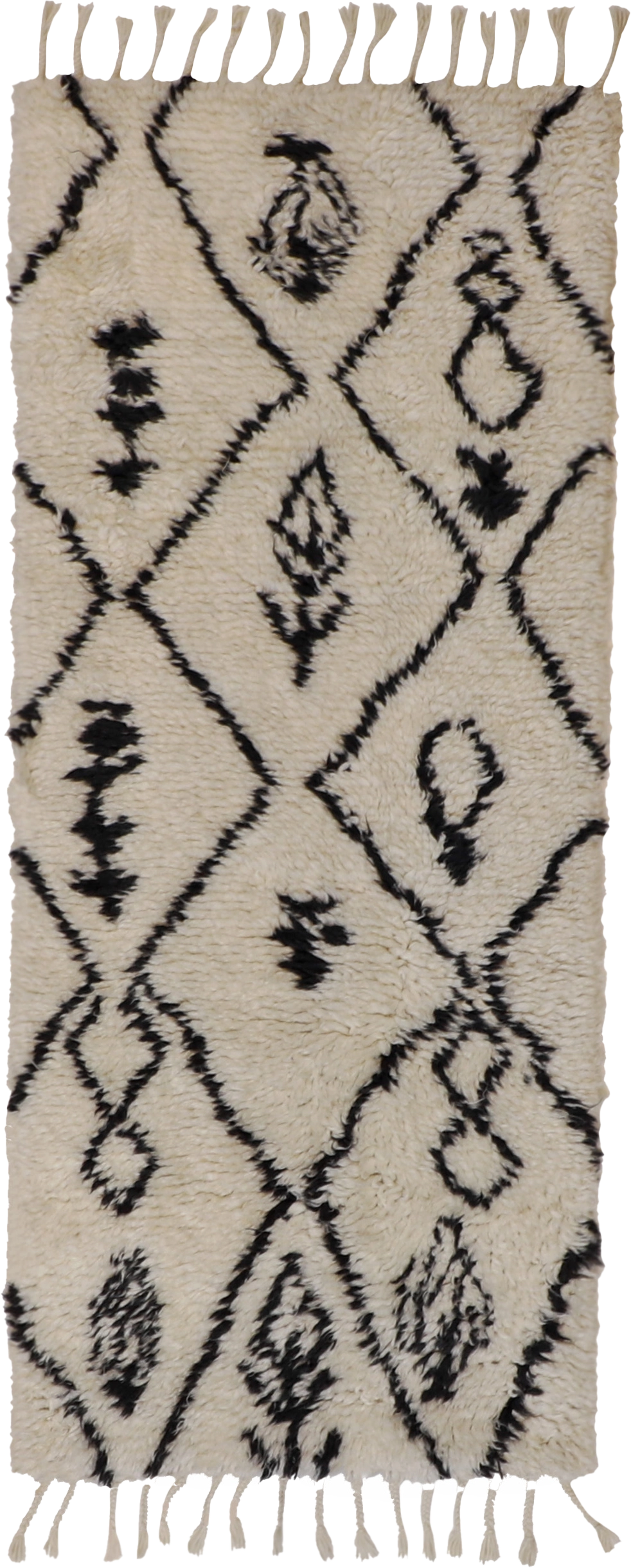 W 2.6 L 5.11 Moroccan Runner 100% Wool Hand-Woven All-Over Design - 62814