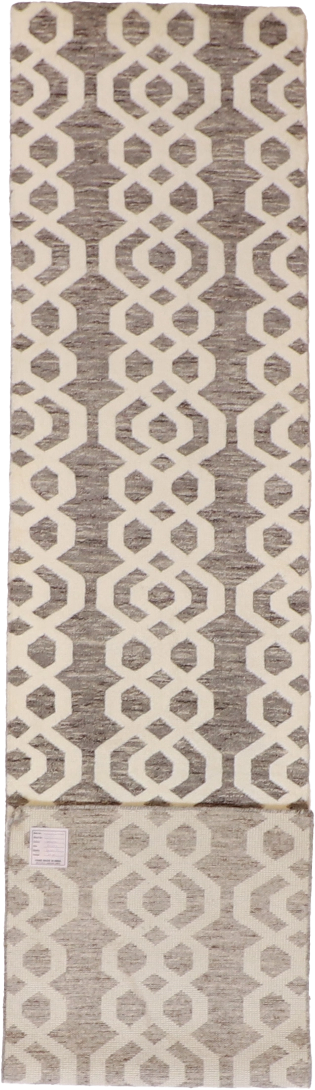 W 2.7 L 12 Moroccan Runner 100% Wool Hand-Woven Geometric Design - 62816