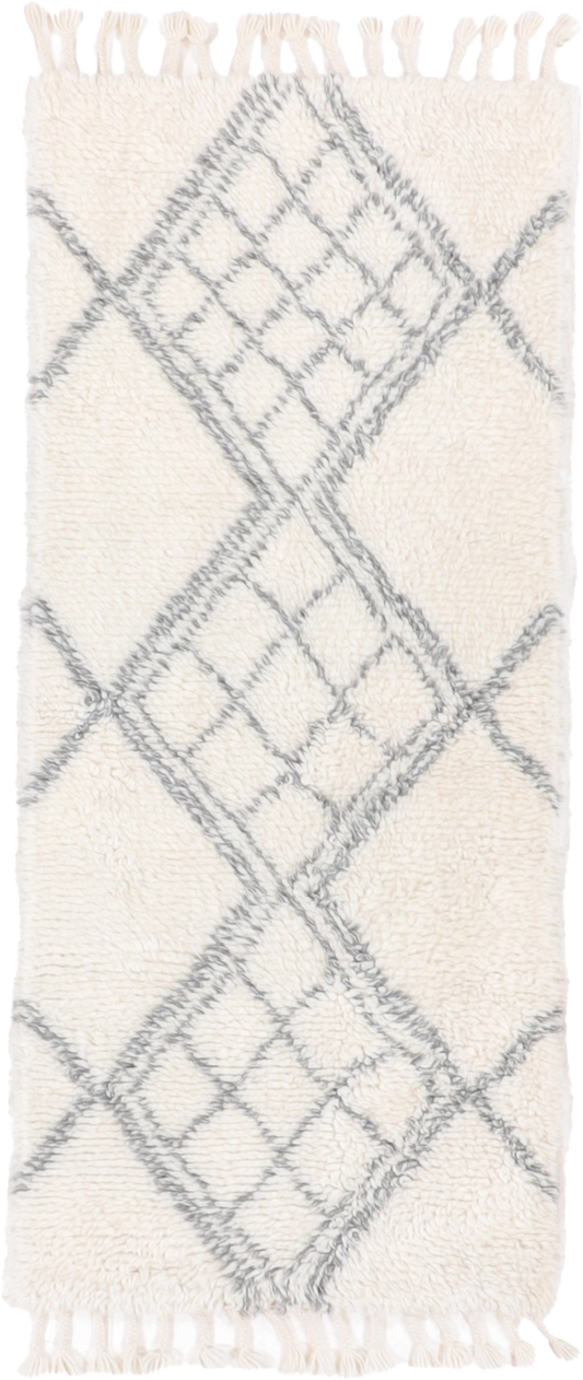 W 2.6 L 6 Moroccan Runner 100% Wool Hand-Woven All-Over Design - 62824
