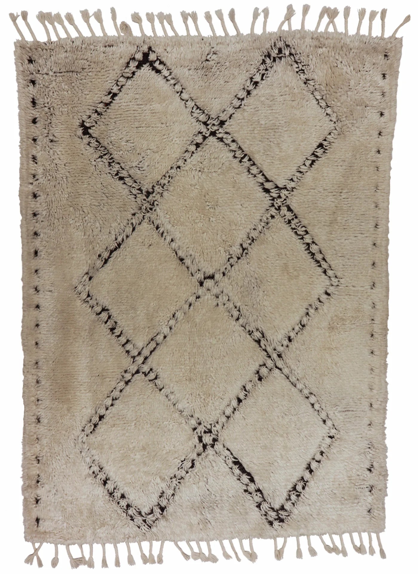 W 5 - L 7 - Moroccan Wool Contemporary Rectangle - Finest Hand-Knotted Quality Wool - 62832