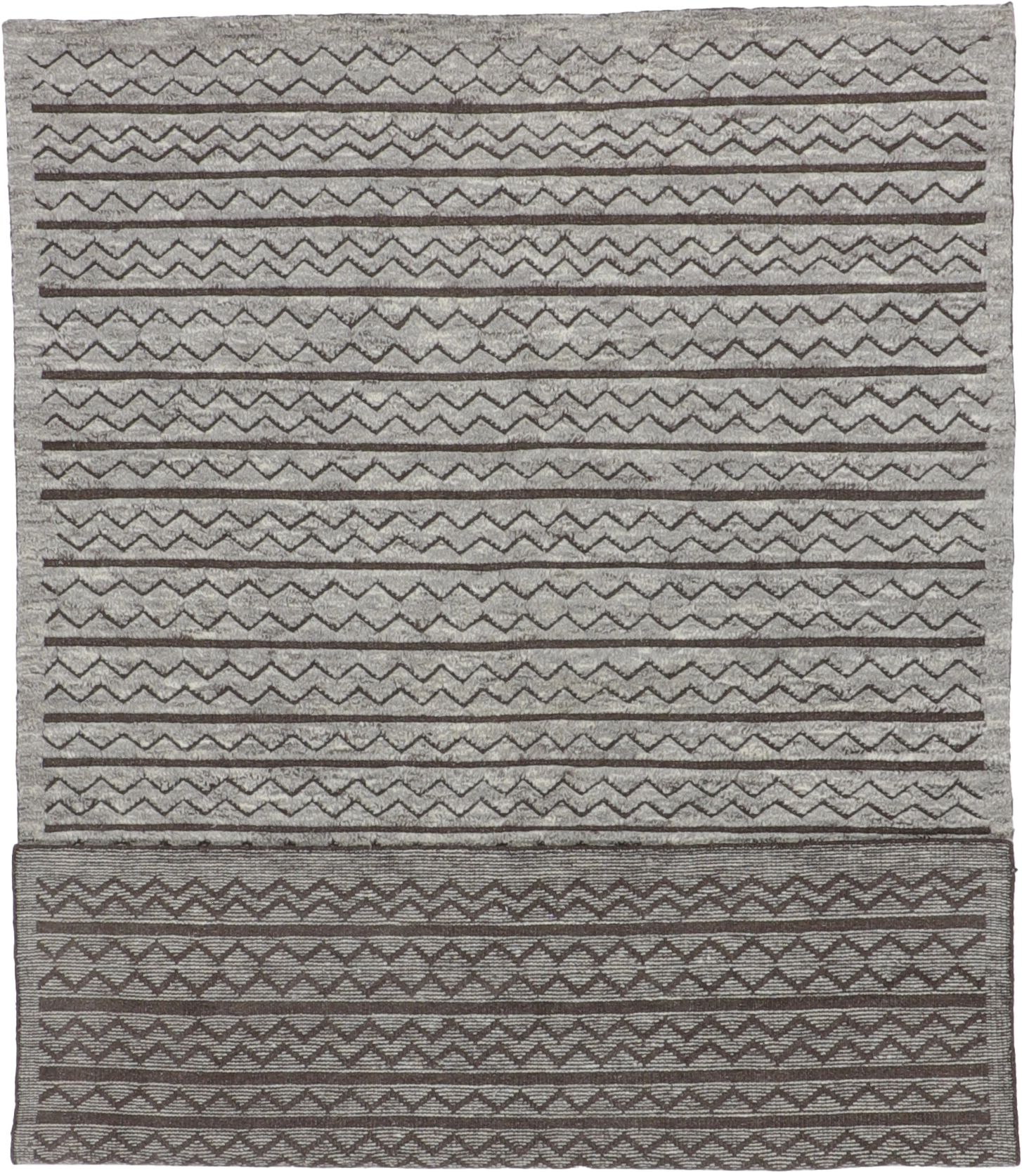 W 6 - L 9 - Moroccan Wool Contemporary Rectangle - Finest Hand-Knotted Quality Wool - 62839