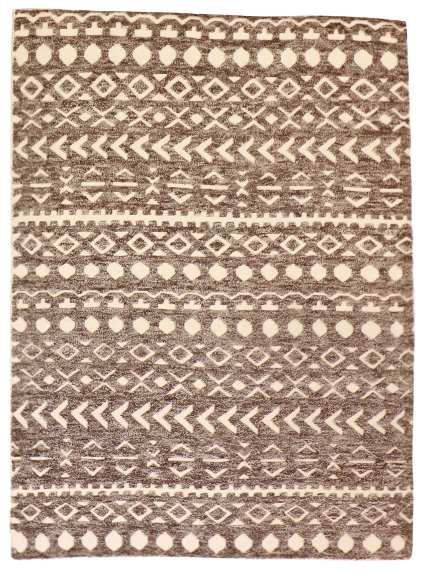 W 5.2 L 7.1 Moroccan 100% Wool Hand-Woven All-Over Design - 62841