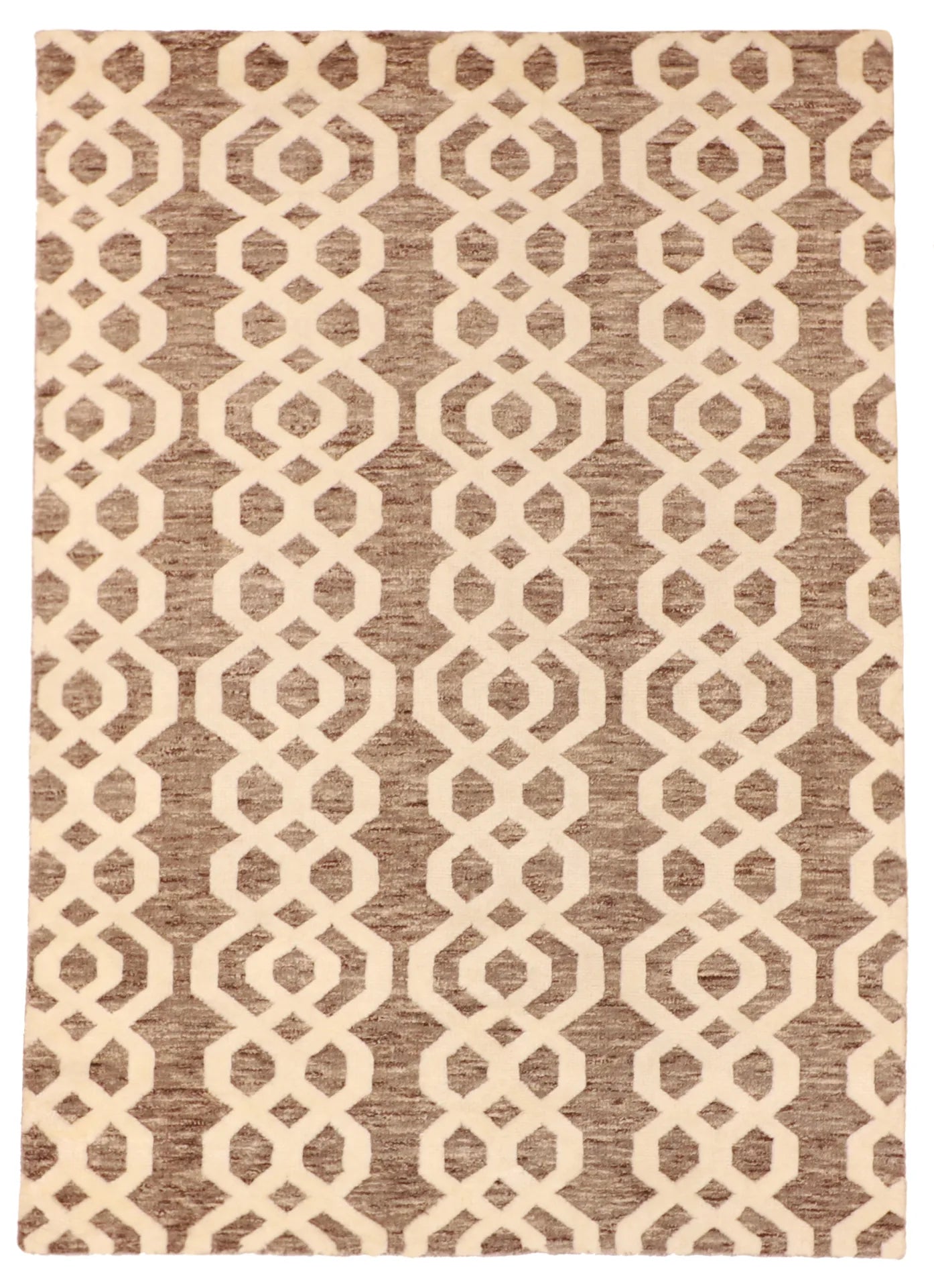 W 5 - L 7 - Moroccan Wool Contemporary Rectangle - Finest Hand-Knotted Quality Wool - 62842
