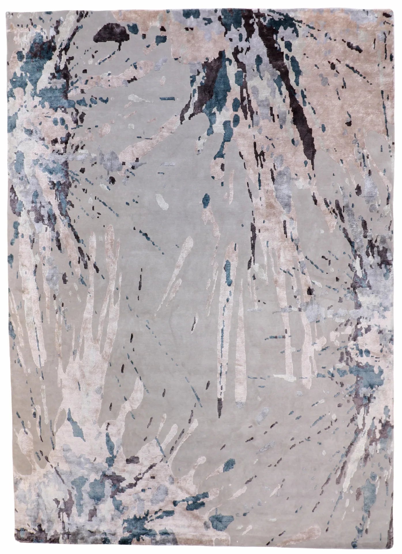 10 x 14 - Modern Fine/Silk All Over Rectangle - Finest Hand-Knotted Quality Wool — 62887