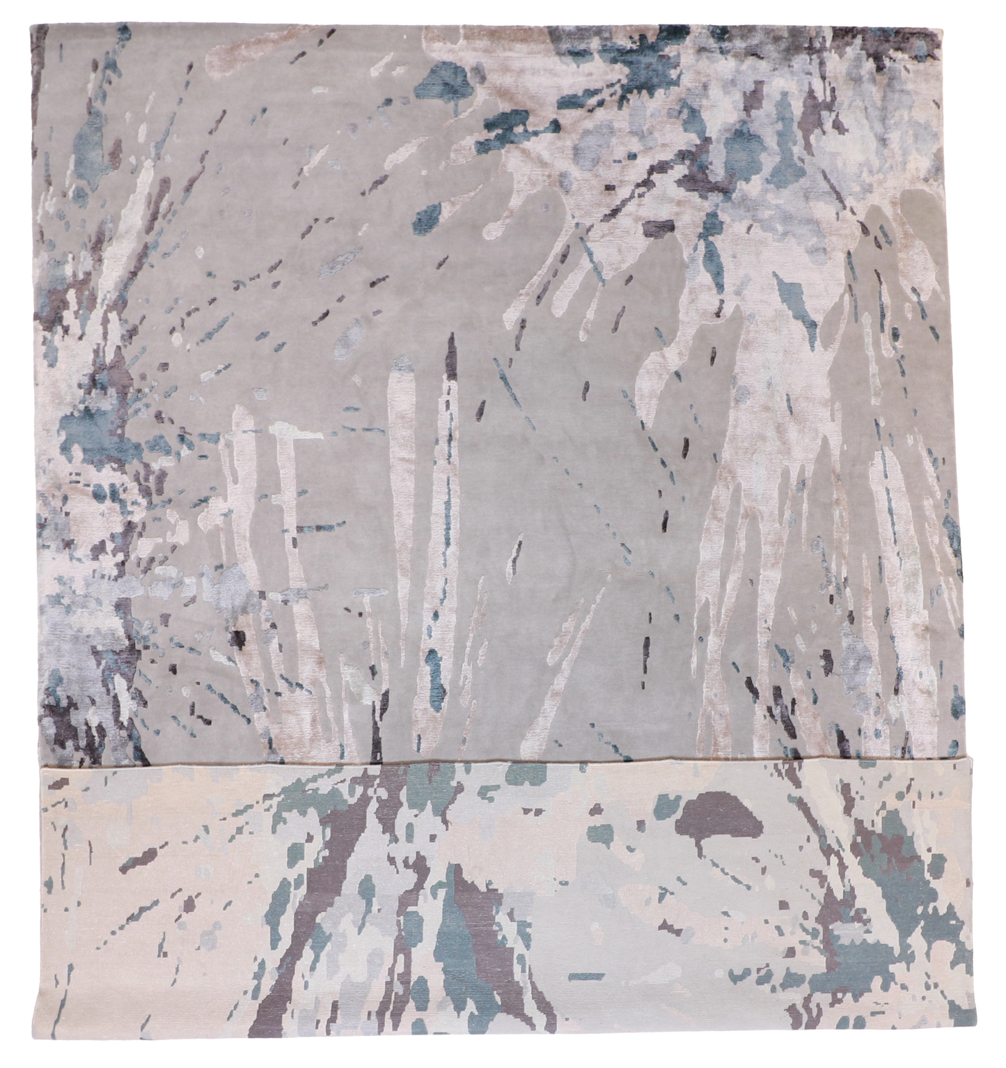 W 10 L 14 Modern 100% Silk Hand-Woven All-Over Design - 62887