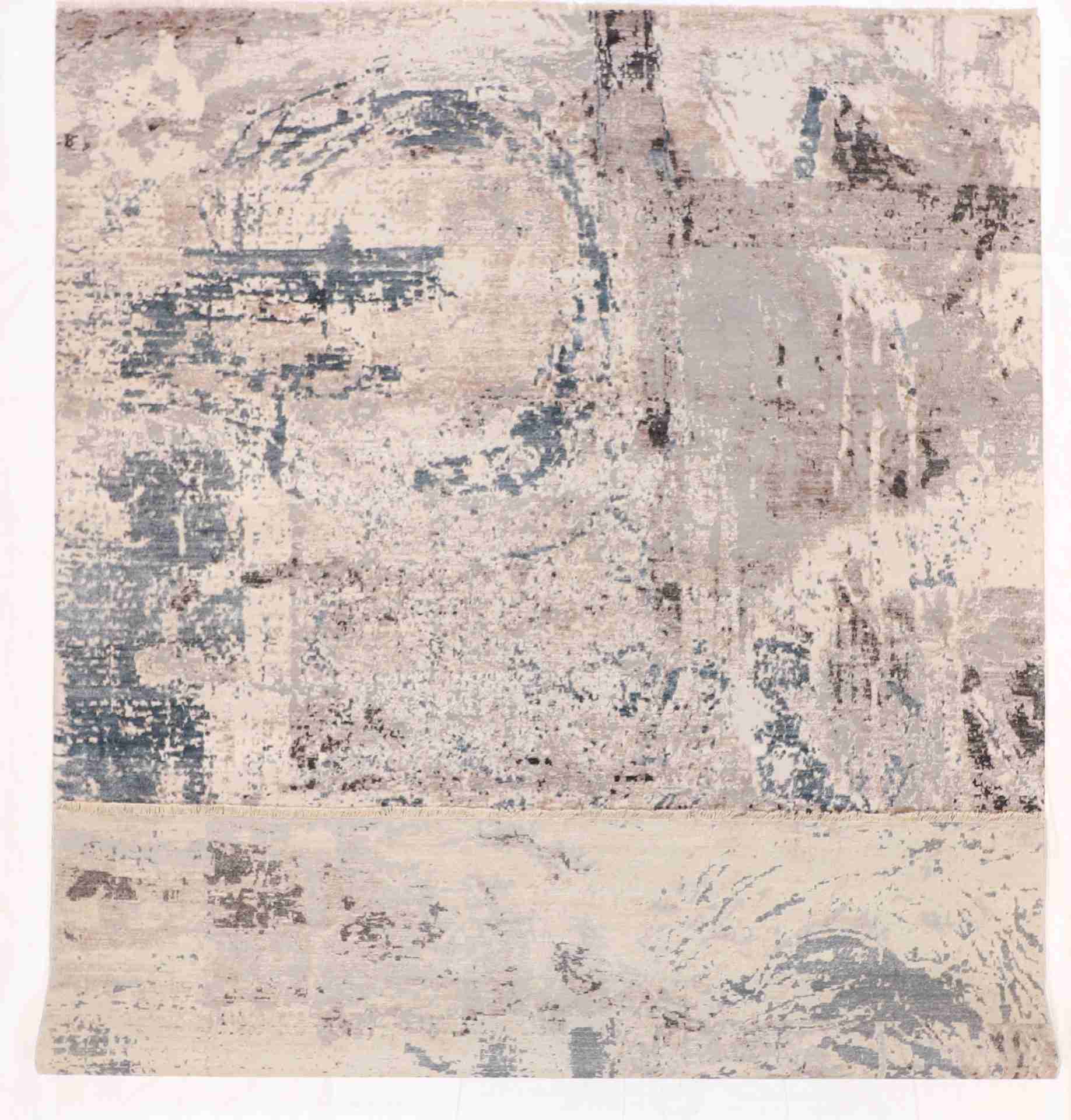 W 9 L 12.2 Modern Wool And Silk Blend Hand-Woven Contemporary Design - 62908