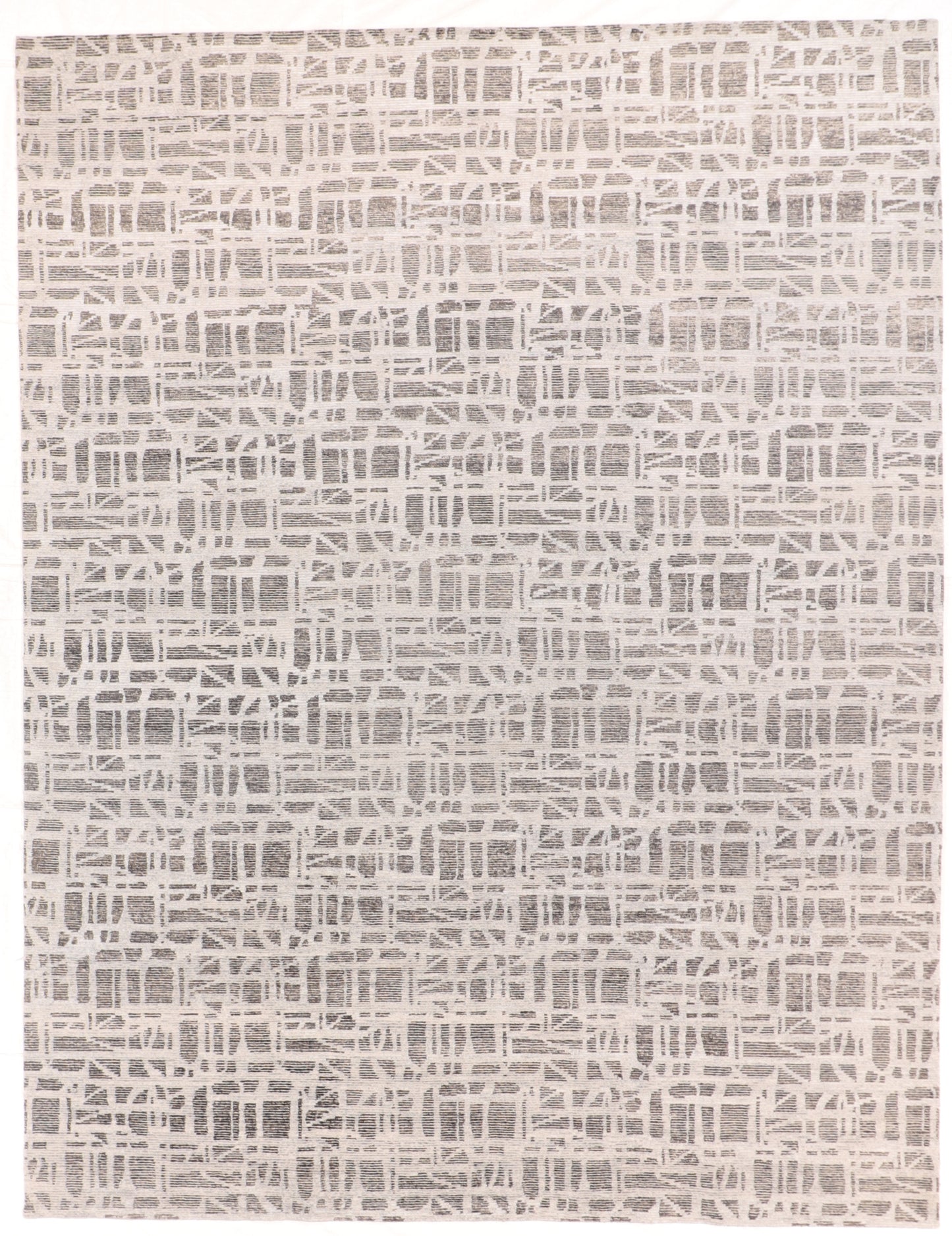 W 9 L 11.10 Modern Wool And Silk Blend Hand-Woven All-Over Design - 62910