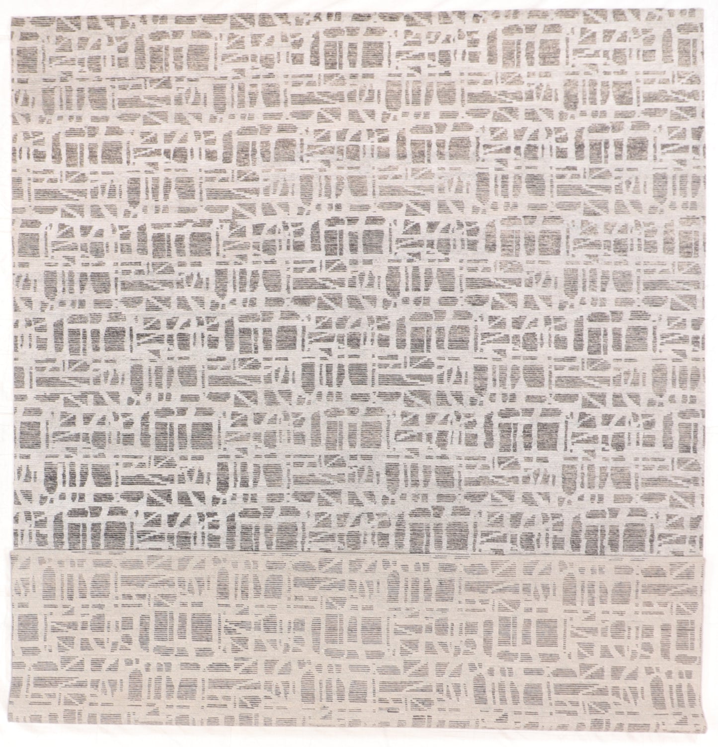W 9 L 11.10 Modern Wool And Silk Blend Hand-Woven All-Over Design - 62910