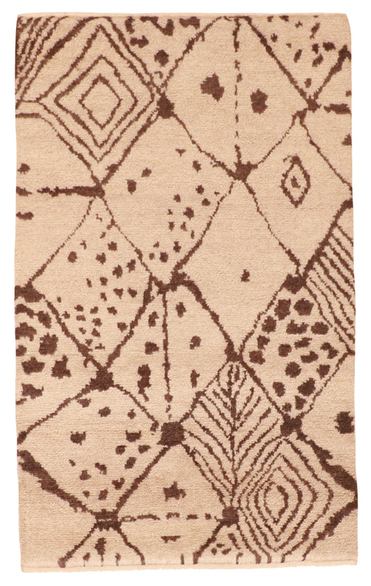 W 3 L 5 Moroccan 100% Wool Hand-Woven All-Over Design - 62938