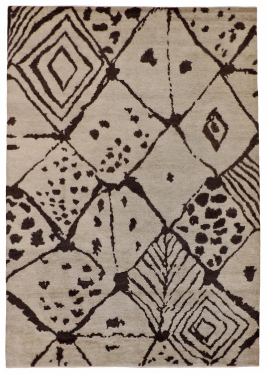 6.3 x 9.2 - Moroccan Wool Contemporary Rectangle - Finest Hand-Knotted Quality Wool — 62945