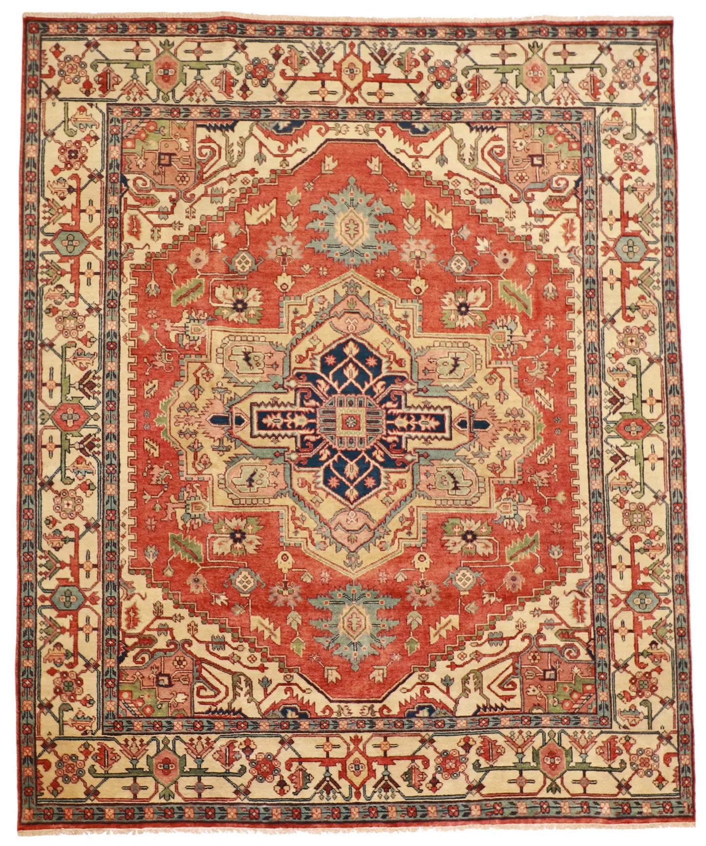 W 8.2 - L 9.10 - Serapie Wool Traditional Rectangle - Finest Hand-Knotted Quality Wool - 62949