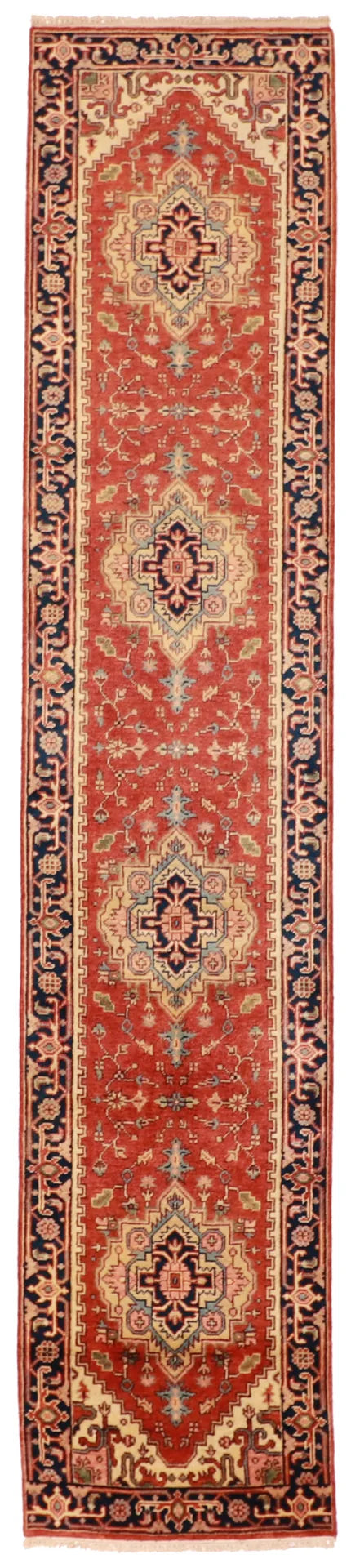 W 2.3 L 13.1 Serapie Runner 100% Wool Handmade Geometric Design - 62954