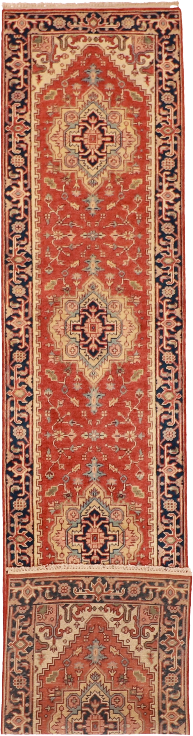 W 2.3 L 13.1 Serapie Runner 100% Wool Hand-Woven Geometric Design - 62954